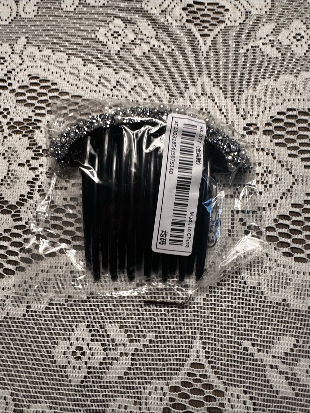 SHEIN Black Beaded Decorative Hair Comb